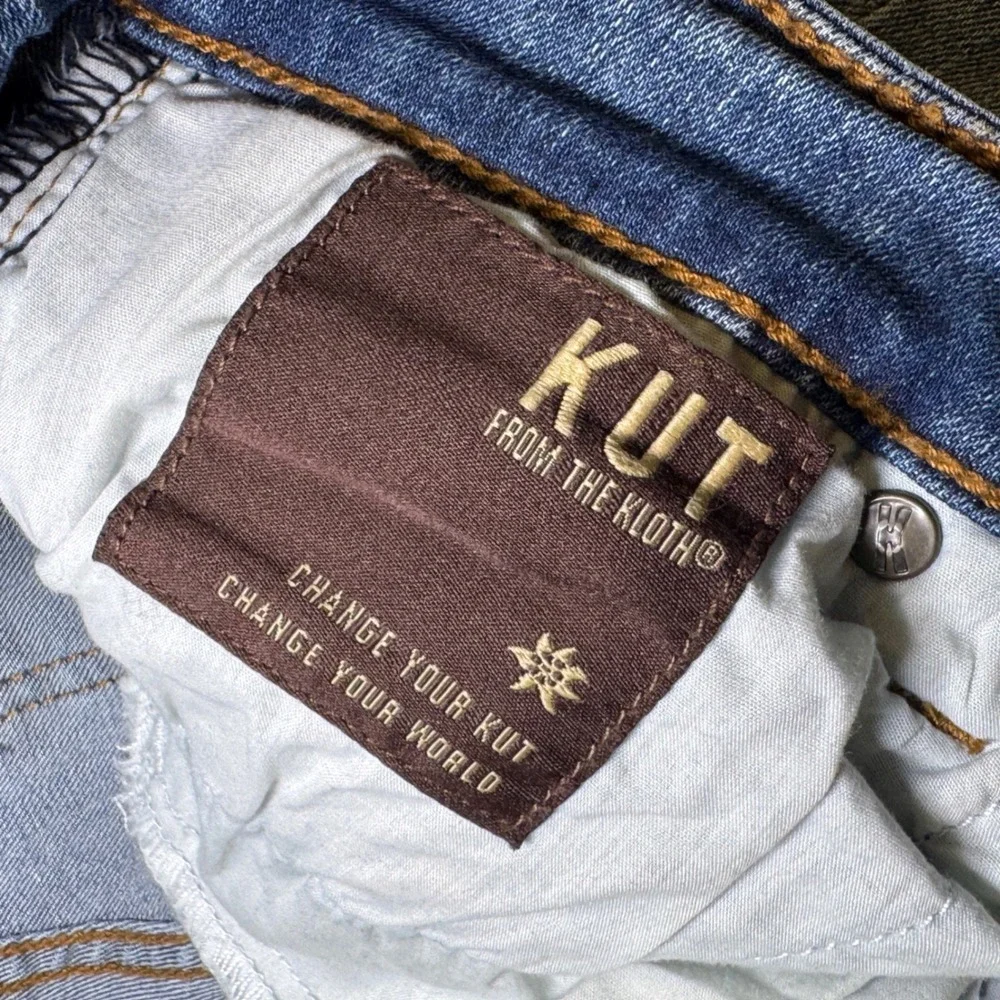 Kut‎ from the Kloth Ankle Skinny Jeans Light Wash Distressed Frayed Hem Size 4
